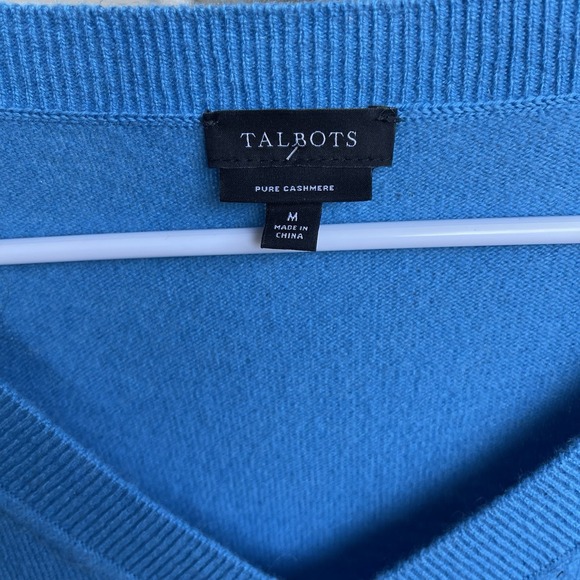 Talbots Sweater Women's M Blue Pure Cashmere V-neck Minimalist Layering Classic - Picture 3 of 9